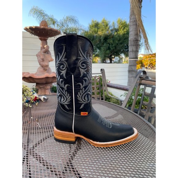 Women Cowgirl Square Toe Black Boots - Picture 3 of 6